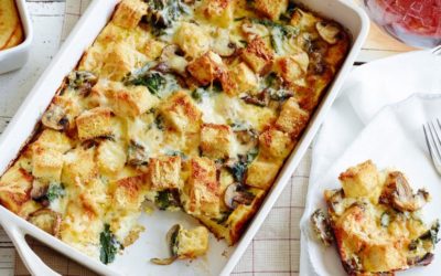 Spinach, Mushroom, and Cheese Breakfast Casserole