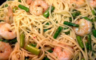 Shrimp, Asparagus and Sesame Pasta