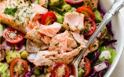 Air Fryer Salmon Avocado Salad