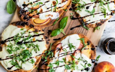 Grilled Peach Caprese Naan Pizza