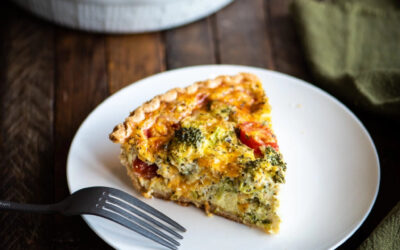 Broccoli quiche with cherry tomatoes