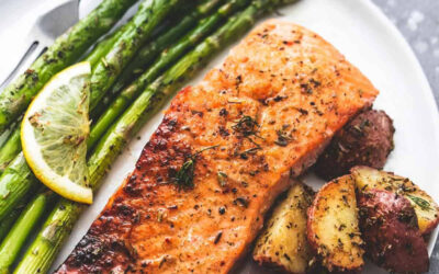 Salmon, asparagus & potato on a sheet pan